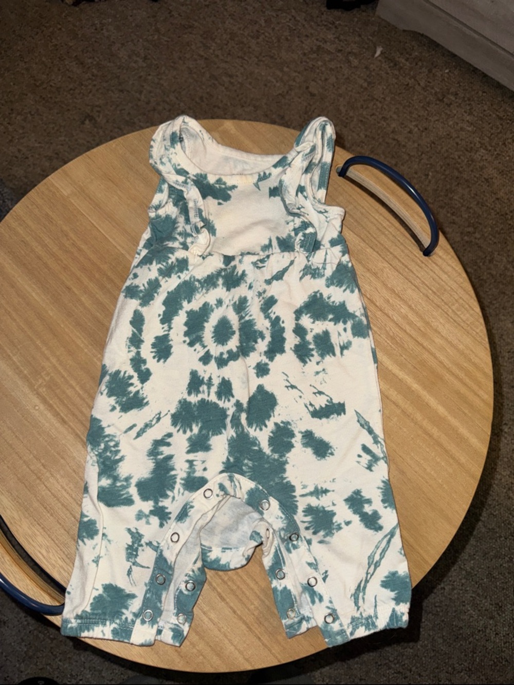 Tie-Dye Teal & White Tank One-Piece Romper for Kids